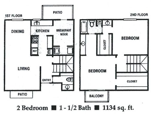 2 Bedrooms / 1.5 bathrooms townhouse – photo 1