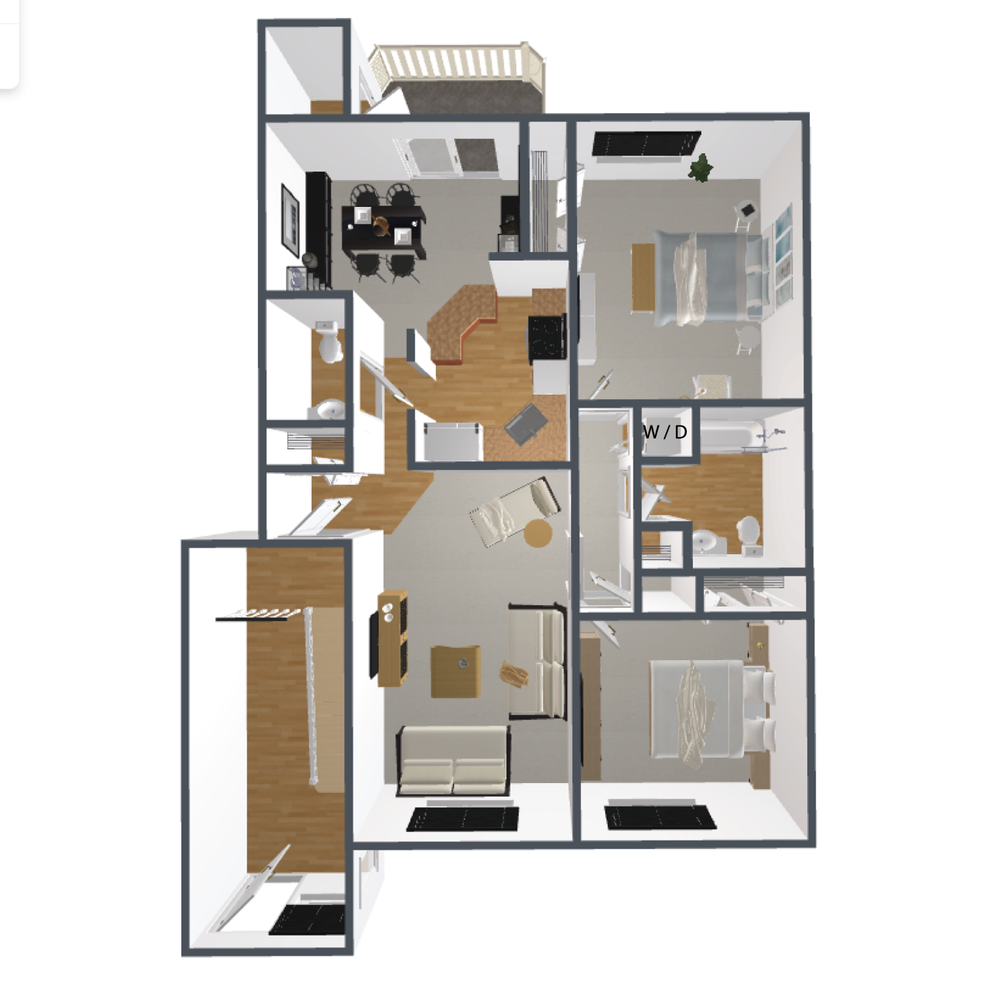 2 Bed / 1.5 Bath with In-Unit W/D & Private Balcony/Patio