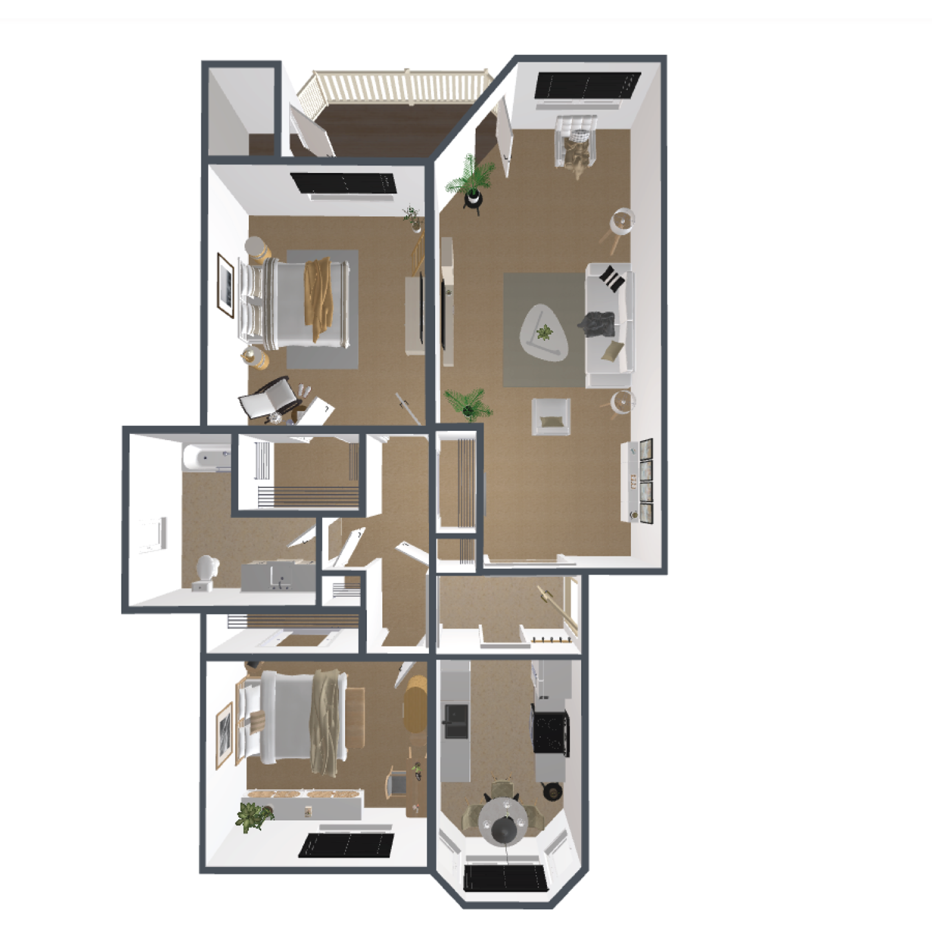 Furnished 2 Bed / 1 Bath with Walk-In Closets & Private Balcony – photo 1