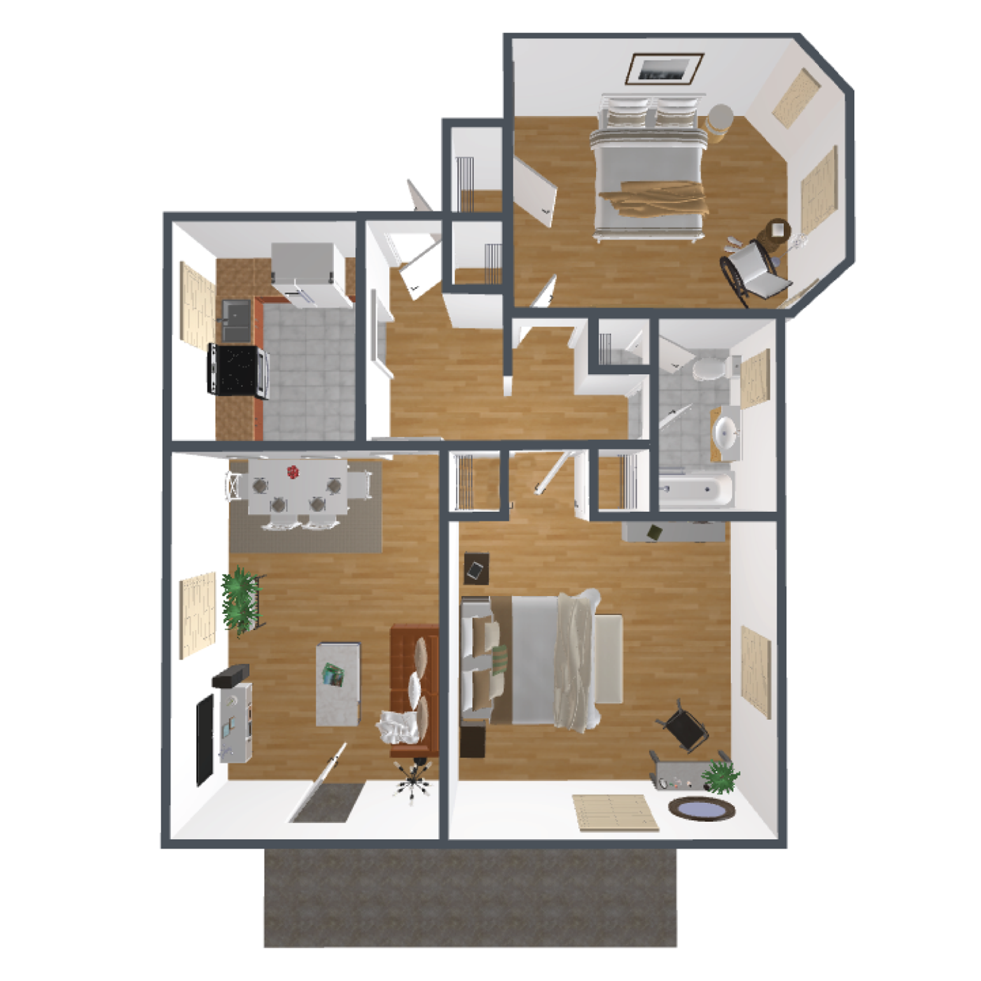 2 Bed / 2 Bath Apartment with Terrace