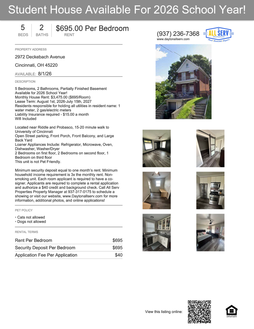 Cincinnati Apartment: 2972 Deckebach Avenue