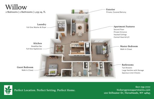 Upstairs 2 Bedroom with Double Master Suite