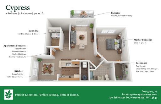 Upstairs 1 Bedroom with Vaulted Ceilings