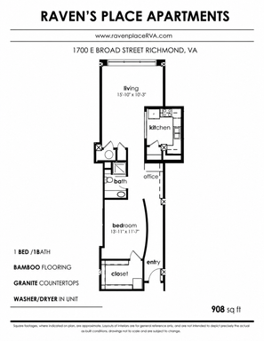 A4.1 Executive 1-Bedroom Apartment with Bonus Office | 908 Sq. Ft. – photo 1