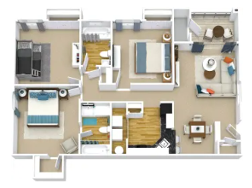 The Meeting – Spacious 3 Bedroom, 2 Bathroom | 1141 sq.ft. – photo 1