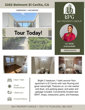 Bright 2-bedroom, 1-bath second-floor apartment in El Cerrito- Great Location!