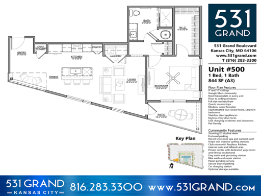 A3 Corner apartment with balcony, pool & skyline view @531 Grand – photo 1