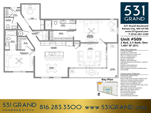 D1 Den, Corner L-Balcony, City View, @ 531 Grand – photo 1