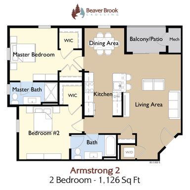 Armstrong Floor Plan-2 bed/2 Bath Corner Unit