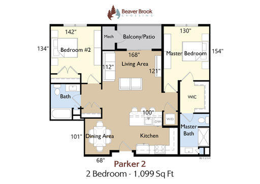 Parker2 2 bed/2 bath 1099 sq. ft.