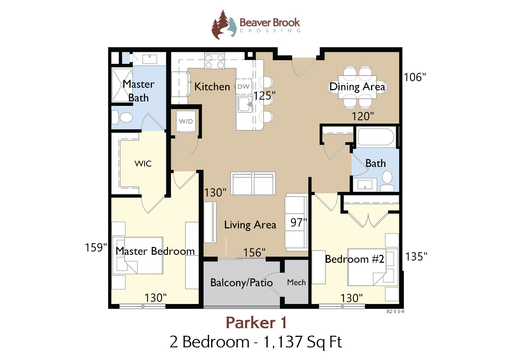 Parker 1 2 bed/2 bath 1137 sq. ft