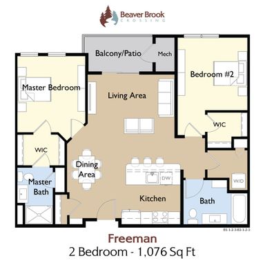 Freeman, 2 Bed/2 Bath, 1076 sq. ft.