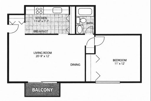 1 Bed 1 Bath Garden A