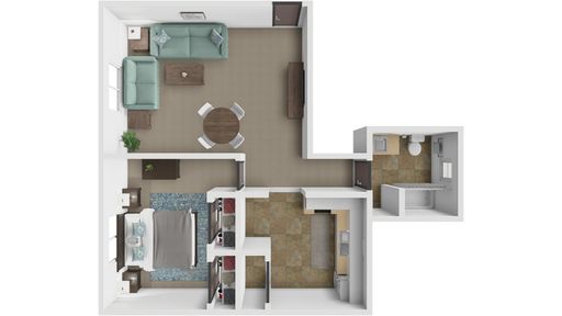 1 Bed 1 Bath A Floor Plan – photo 1