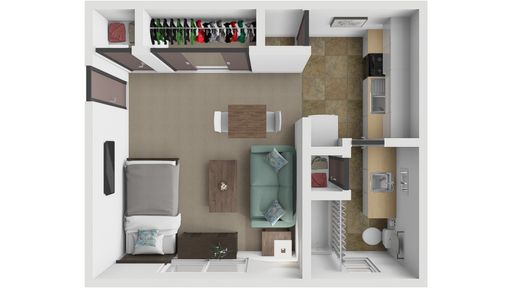 Studio Floor Plan - The Colonial Apartments – photo 1