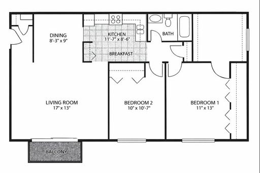 2 Bed 1 Bath Garden E