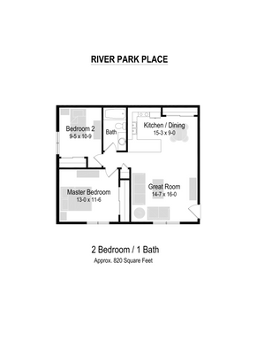 2 Bed / 1 Bath Apartment