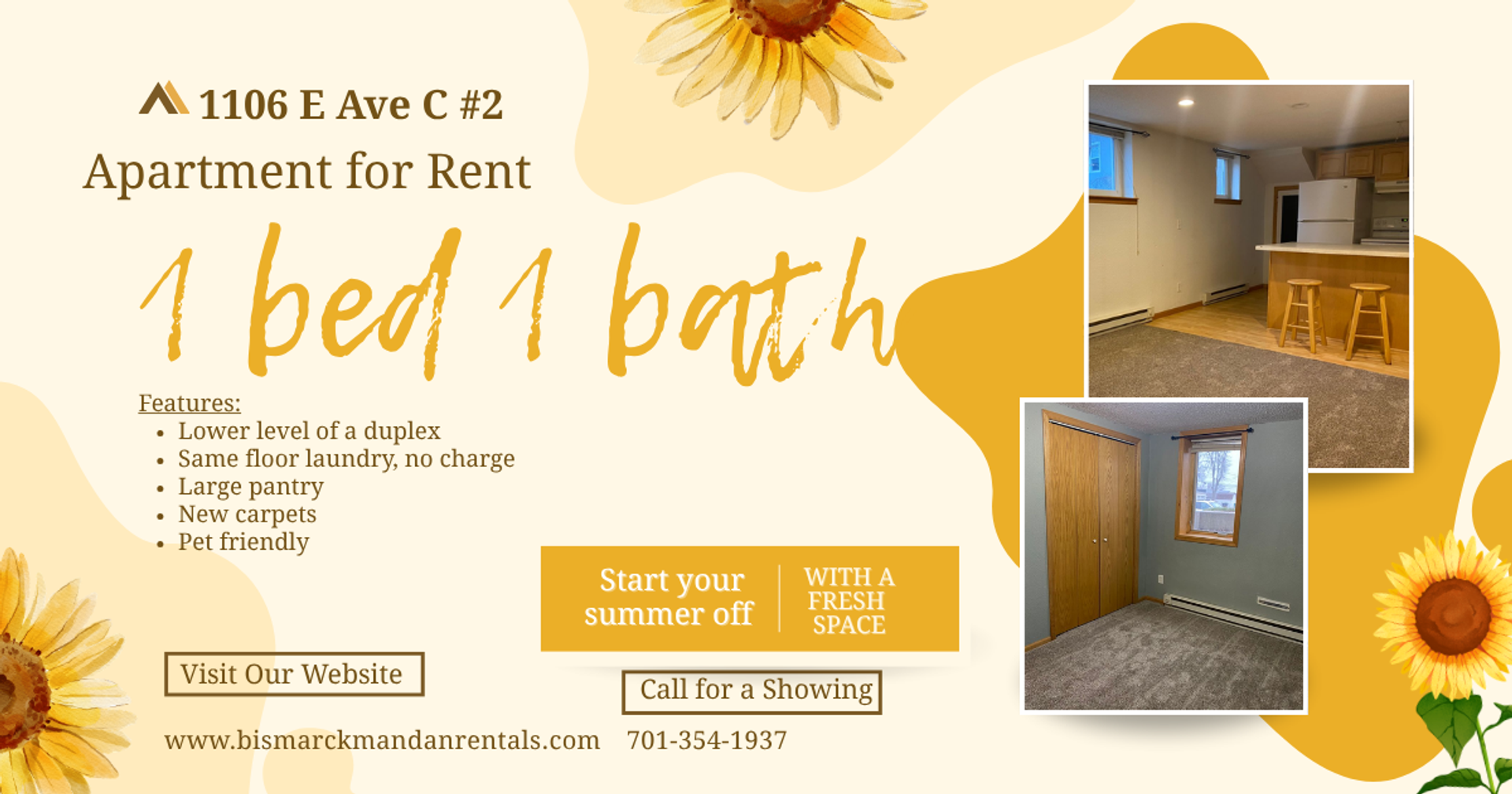 Bismarck Apartment: 1106 East Avenue C