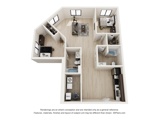 353 Vine St - Floor Plan 2x2 C, West Lafayette, IN 47906