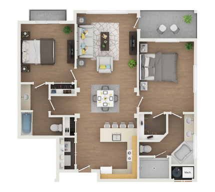 2 bed 2 bath end unit with balcony and master bath – photo 1