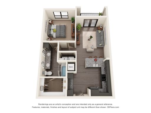 A3 – Open One-Bedroom with Enhanced Living Space – photo 1