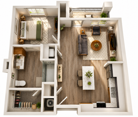 A1 - One Bedroom One Bathroom One Bathroom | 673 Sq. Ft. – photo 1
