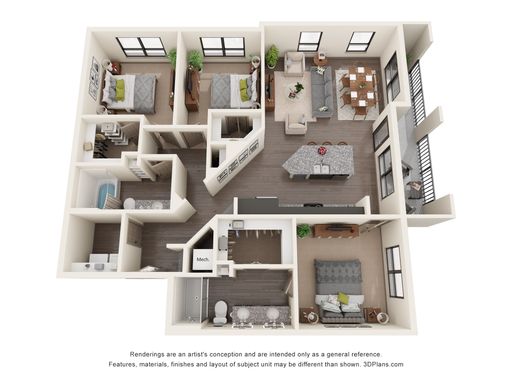 C1 – Spacious Three-Bedroom with Open Living – photo 1
