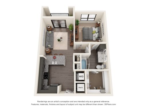 A1 – Contemporary One-Bedroom with Designer Finishes – photo 1