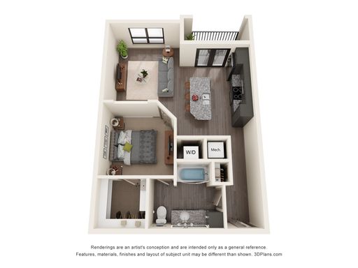 A2 – Spacious One-Bedroom with Open Living – photo 1