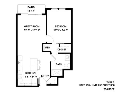 One bedroom, Type 5 floor plan! – photo 1