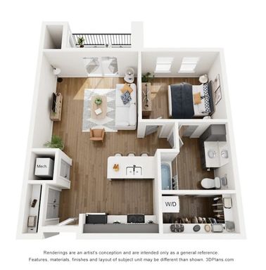 1B/1B - 690 sqft - 3rd Floor