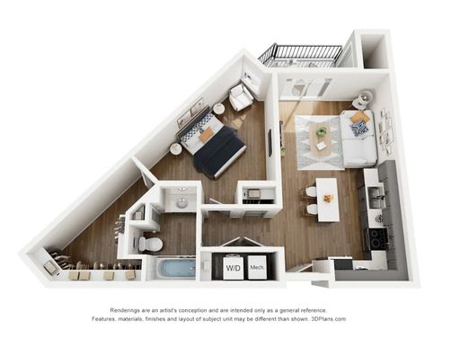 1B/1B - 687 sqft - 4th Floor – photo 1