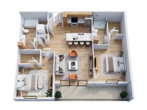 The Boxcar 2B/2B 3rd Floor, Courtyard view, corner – photo 1