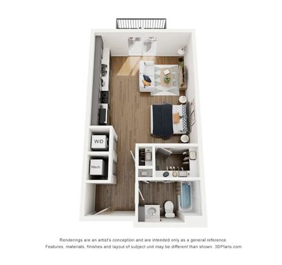 Studio/1B - 513 sqft - 4th Floor
