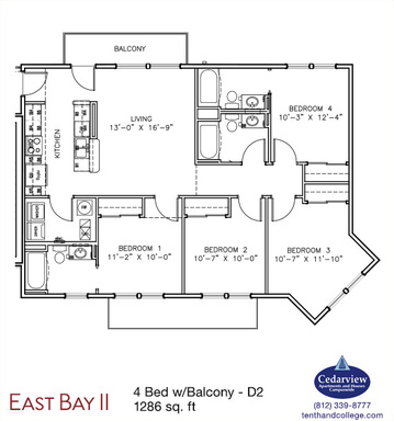EBII - D2 - 4 Bed, 3 Bath with Balcony – photo 1