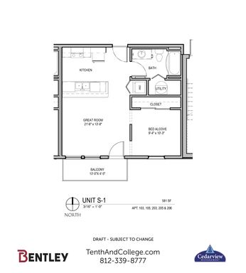 Studio with Separate Bed Alcove & Balcony – photo 1