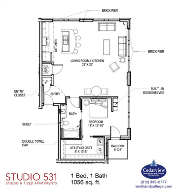 1 Bed 1 Bath Rental at 531 N. College Avenue, #312, Bloomington, IN – photo 1