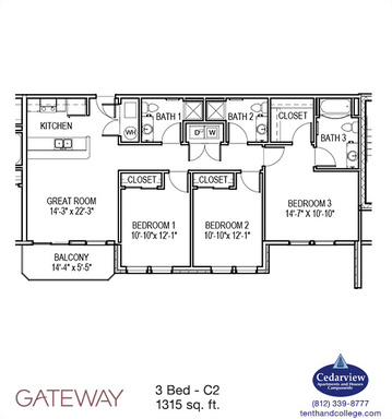 Gateway - C2 - 3 Bed, 3 Bath with Balcony – photo 1