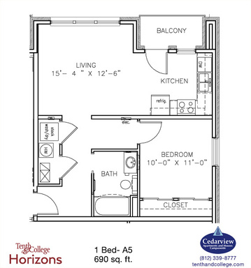Tenth & College Horizons - A5 - 1 Bed, 1 Bath with Balcony – photo 1