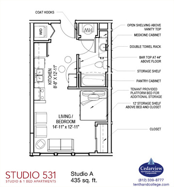 Studio 1 Bath Apartment at 531 N. College Avenue, #205, Bloomington, IN – photo 1