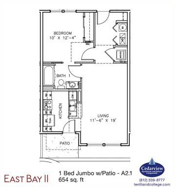 EBII - A2.1 - Jumbo 1 Bed, 1 Bath with Patio – photo 1