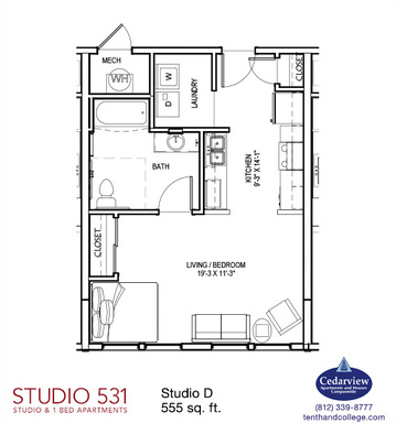Studio 1 Bath Apartment at 531 N. College Avenue, #106, Bloomington, IN – photo 1