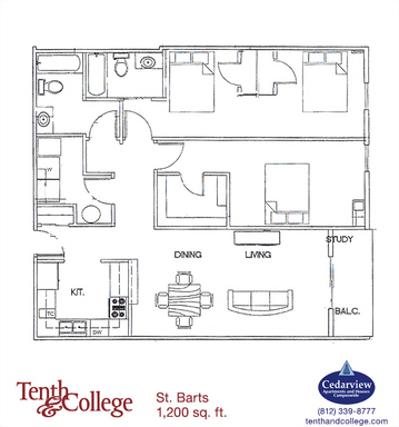 Tenth & College - St Barts (209) - 2 or 3 Bed, 2 Bath with Balcony – photo 1