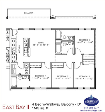 EBII - D1 - 4 Bed, 3 Bath with Walkway Balcony – photo 1