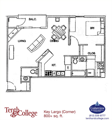 Tenth & College - Key Largo (Corner) - 1 Bed, 1.5 Bath with Balcony – photo 1