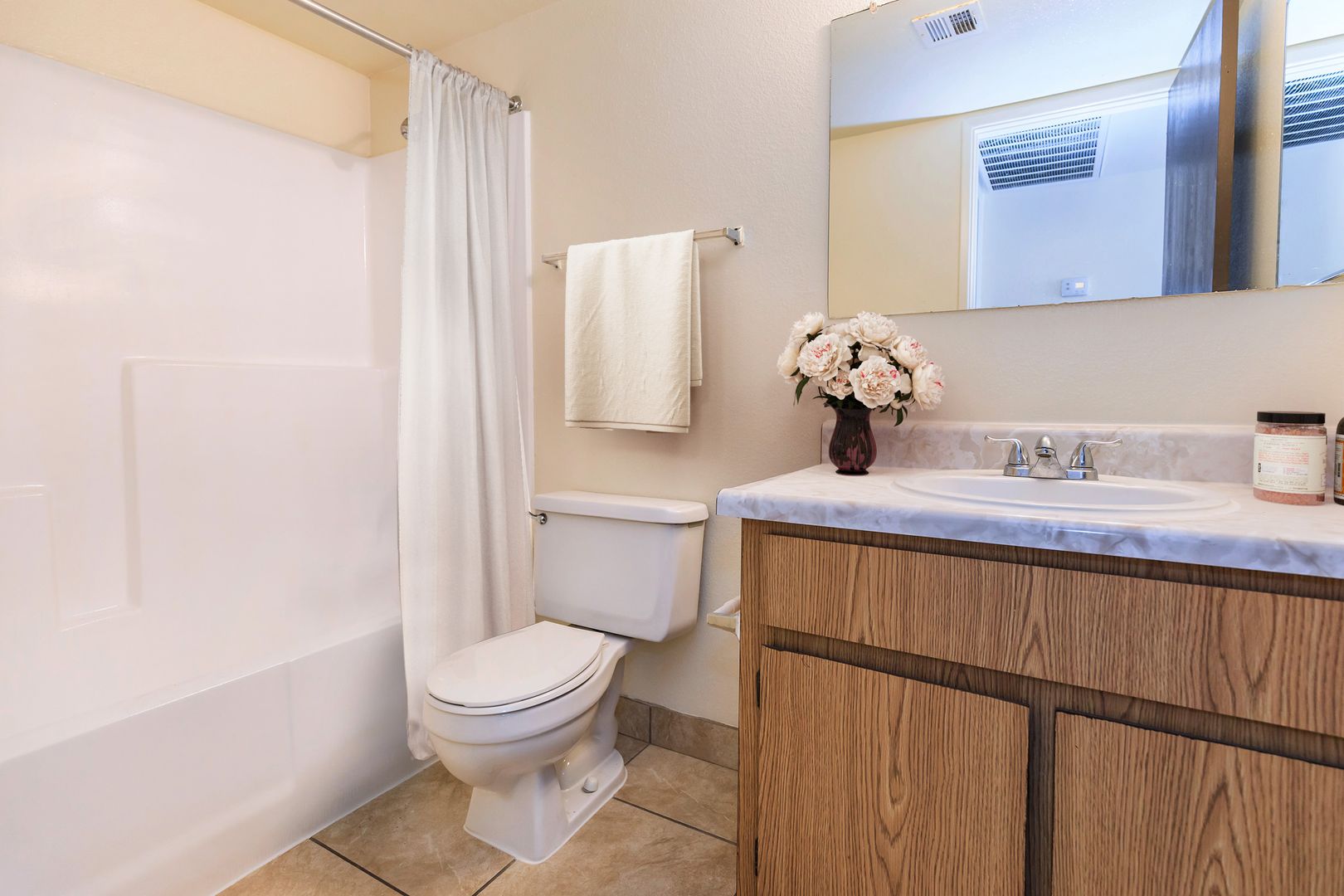 Apartment bathroom — representative home at Lynnwood Apartments.