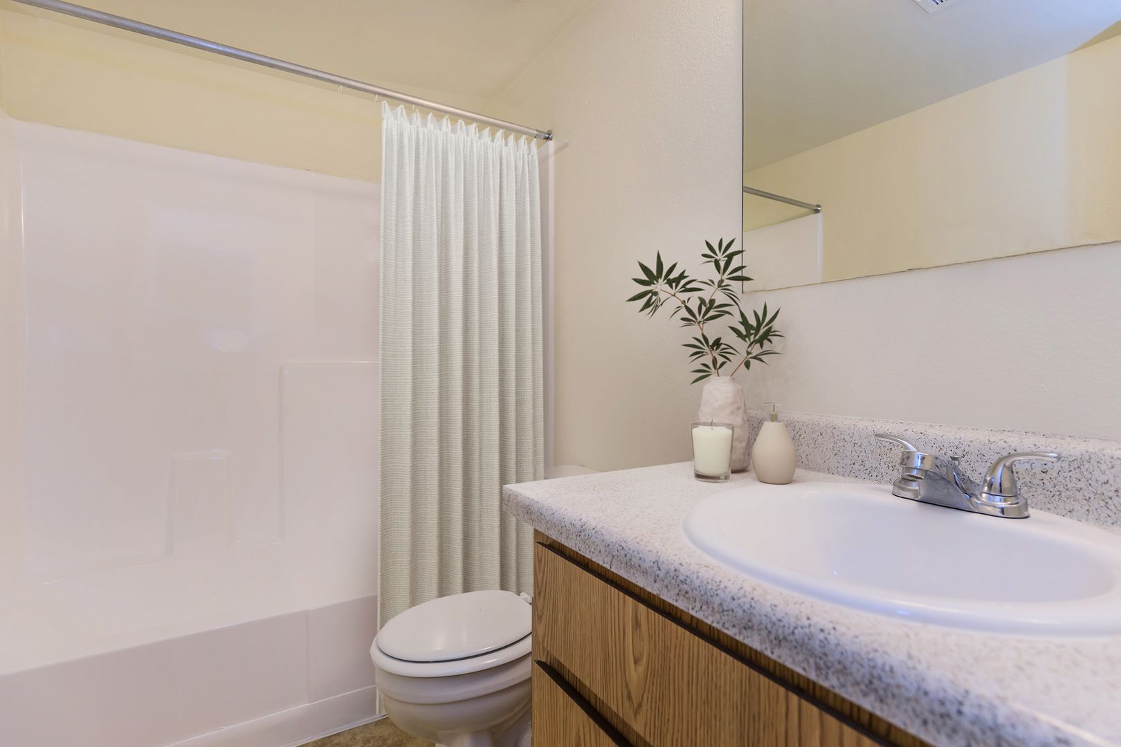 Apartment bathroom — representative home at Lynnwood Apartments.