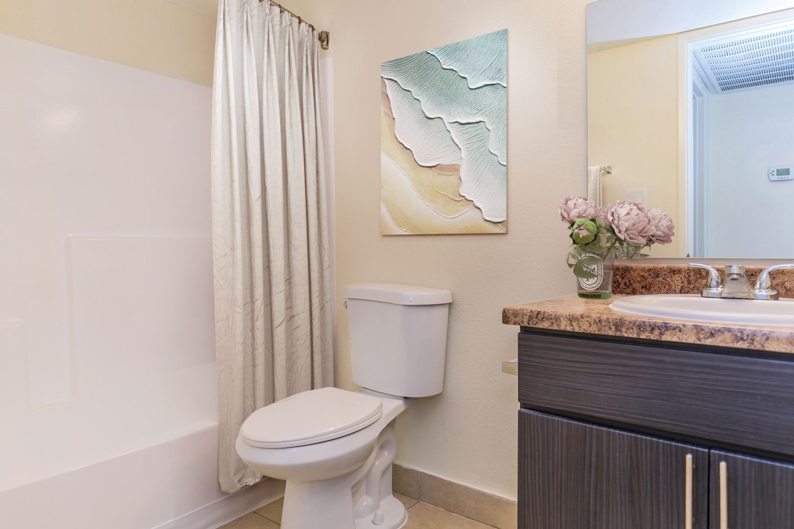 Apartment bathroom — representative home at Lynnwood Apartments.