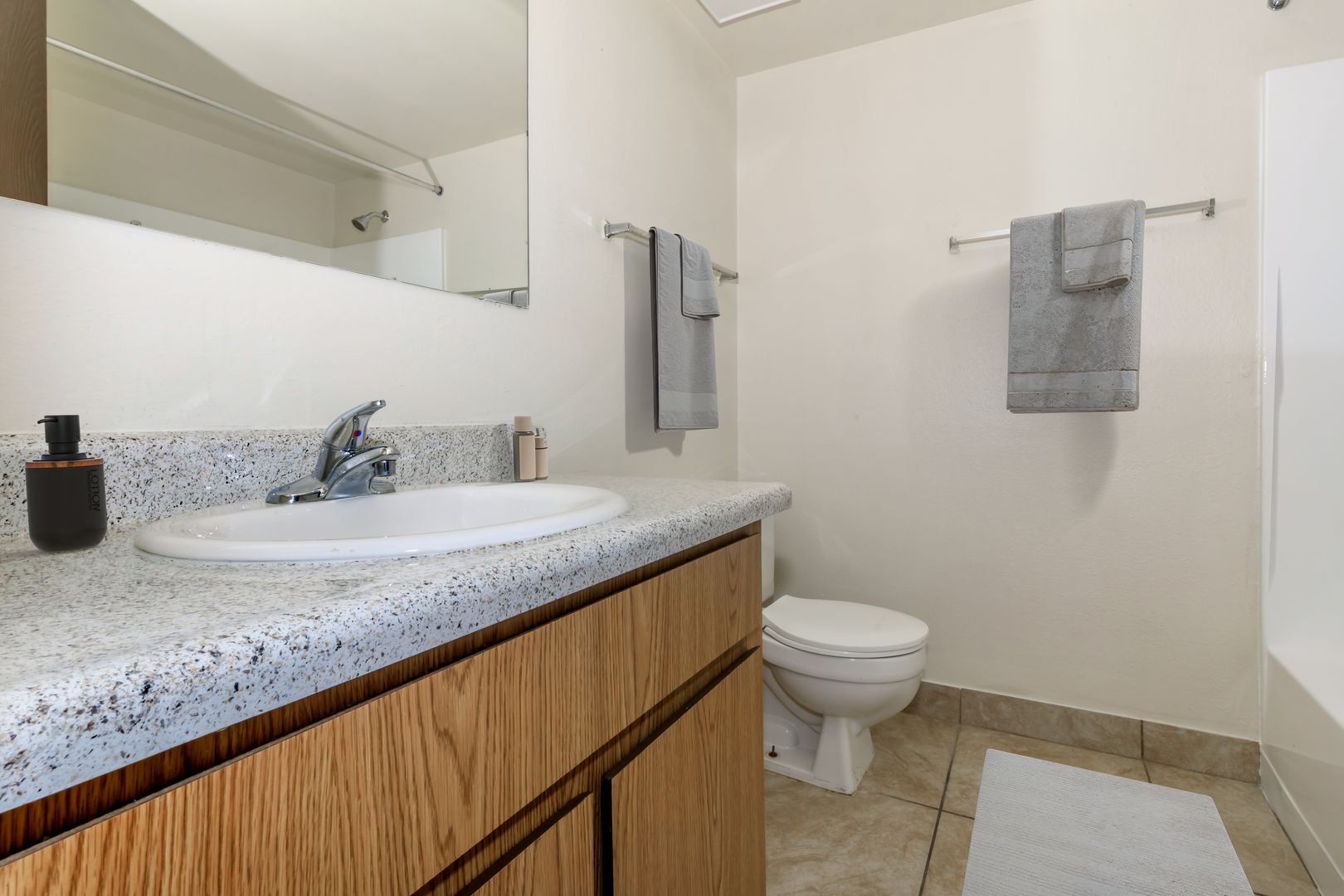 Apartment bathroom — representative home at Lynnwood Apartments.