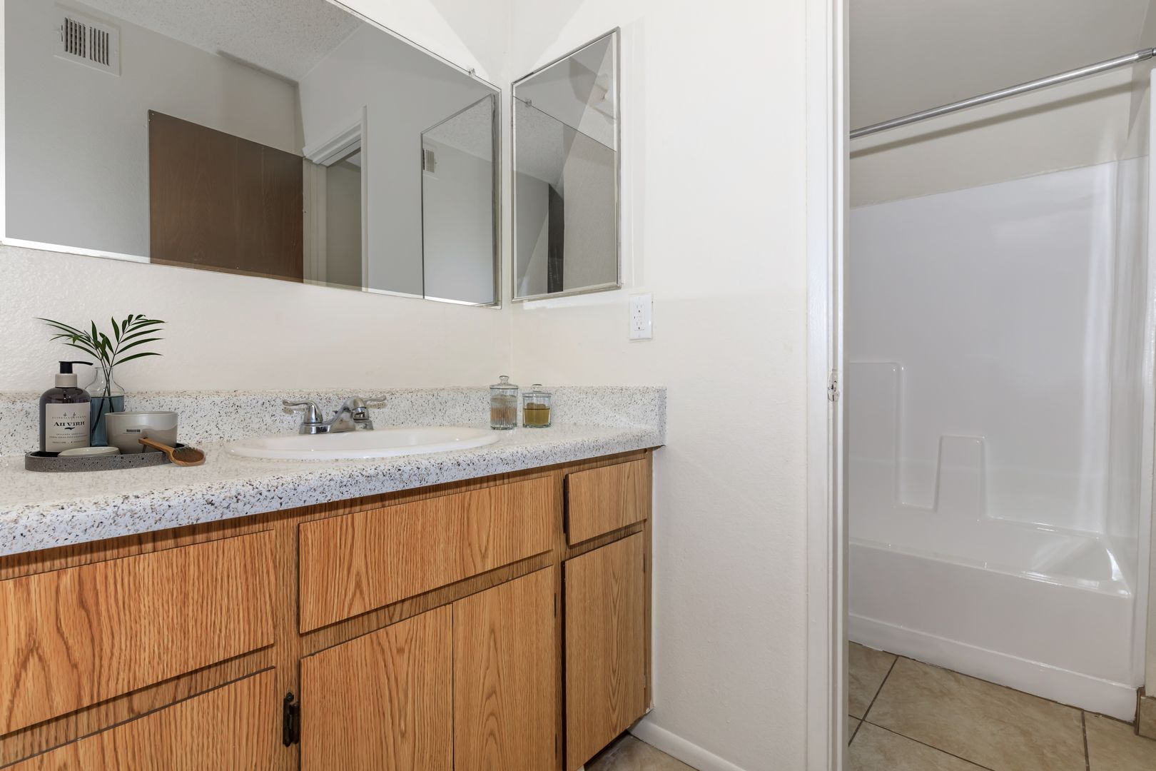 Apartment bathroom — representative home at Lynnwood Apartments.